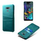 For LG K50 Calf Texture PC + PU Leather Back Cover Shockproof Case with Dual Card Slots(Green) - 1