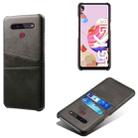 For LG K51S Calf Texture PC + PU Leather Back Cover Shockproof Case with Dual Card Slots(Black) - 1