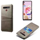 For LG K51S Calf Texture PC + PU Leather Back Cover Shockproof Case with Dual Card Slots(Grey) - 1