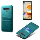 For LG K61 Calf Texture PC + PU Leather Back Cover Shockproof Case with Dual Card Slots(Green) - 1