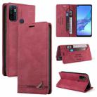 For OPPO A53 / A32 / A53S Skin Feel Anti-theft Brush Horizontal Flip Leather Case with Holder & Card Slots & Wallet(Wine Red) - 1