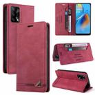 For OPPO F19 / A74 Skin Feel Anti-theft Brush Horizontal Flip Leather Case with Holder & Card Slots & Wallet(Wine Red) - 1