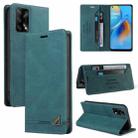 For OPPO F19 / A74 Skin Feel Anti-theft Brush Horizontal Flip Leather Case with Holder & Card Slots & Wallet(Blue) - 1