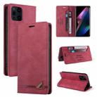 For OPPO Find X3 Pro Skin Feel Anti-theft Brush Horizontal Flip Leather Case with Holder & Card Slots & Wallet(Wine Red) - 1