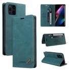 For OPPO Find X3 Pro Skin Feel Anti-theft Brush Horizontal Flip Leather Case with Holder & Card Slots & Wallet(Blue) - 1