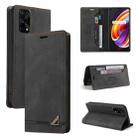 For OPPO Realme 7 Pro Skin Feel Anti-theft Brush Horizontal Flip Leather Case with Holder & Card Slots & Wallet(Black) - 1