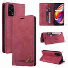 For OPPO Realme 7 Pro Skin Feel Anti-theft Brush Horizontal Flip Leather Case with Holder & Card Slots & Wallet(Wine Red) - 1