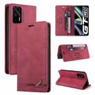 For OPPO Realme GT Skin Feel Anti-theft Brush Horizontal Flip Leather Case with Holder & Card Slots & Wallet(Wine Red) - 1