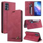 For OPPO Reno5 Pro 5G Skin Feel Anti-theft Brush Horizontal Flip Leather Case with Holder & Card Slots & Wallet(Wine Red) - 1