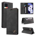 For OPPO Realme 8 Skin Feel Anti-theft Brush Horizontal Flip Leather Case with Holder & Card Slots & Wallet(Black) - 1