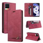 For OPPO Realme 8 Skin Feel Anti-theft Brush Horizontal Flip Leather Case with Holder & Card Slots & Wallet(Wine Red) - 1