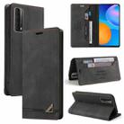 For Huawei P Smart 2021 Skin Feel Anti-theft Brush Horizontal Flip Leather Case with Holder & Card Slots & Wallet(Black) - 1