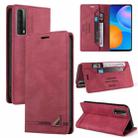 For Huawei P Smart 2021 Skin Feel Anti-theft Brush Horizontal Flip Leather Case with Holder & Card Slots & Wallet(Wine Red) - 1