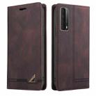 For Huawei P Smart 2021 Skin Feel Anti-theft Brush Horizontal Flip Leather Case with Holder & Card Slots & Wallet(Brown) - 1