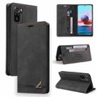 For Xiaomi Redmi Note 10 Skin Feel Anti-theft Brush Horizontal Flip Leather Case with Holder & Card Slots & Wallet(Black) - 1