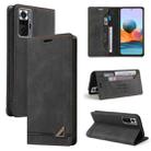 For Xiaomi Redmi Note 10 Pro Skin Feel Anti-theft Brush Horizontal Flip Leather Case with Holder & Card Slots & Wallet(Black) - 1