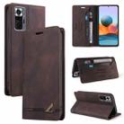 For Xiaomi Redmi Note 10 Pro Skin Feel Anti-theft Brush Horizontal Flip Leather Case with Holder & Card Slots & Wallet(Brown) - 1