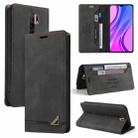 For Xiaomi Redmi 9 Skin Feel Anti-theft Brush Horizontal Flip Leather Case with Holder & Card Slots & Wallet(Black) - 1