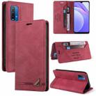 For Xiaomi Redmi 9T Skin Feel Anti-theft Brush Horizontal Flip Leather Case with Holder & Card Slots & Wallet(Wine Red) - 1