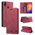 For Xiaomi Redmi Note 7 Skin Feel Anti-theft Brush Horizontal Flip Leather Case with Holder & Card Slots & Wallet(Wine Red) - 1
