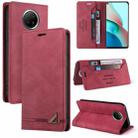 For Xiaomi Redmi Note 9 5G Skin Feel Anti-theft Brush Horizontal Flip Leather Case with Holder & Card Slots & Wallet(Wine Red) - 1