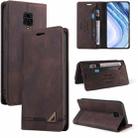 For Xiaomi Redmi Note 9S Skin Feel Anti-theft Brush Horizontal Flip Leather Case with Holder & Card Slots & Wallet(Brown) - 1