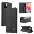 For Xiaomi Redmi Note 10 5G Skin Feel Anti-theft Brush Horizontal Flip Leather Case with Holder & Card Slots & Wallet(Black) - 1