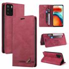 For Xiaomi Redmi Note 10 Pro 5G Skin Feel Anti-theft Brush Horizontal Flip Leather Case with Holder & Card Slots & Wallet(Wine Red) - 1