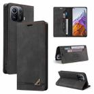 For Xiaomi Mi 11 Pro Skin Feel Anti-theft Brush Horizontal Flip Leather Case with Holder & Card Slots & Wallet(Black) - 1