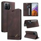 For Xiaomi Mi 11 Pro Skin Feel Anti-theft Brush Horizontal Flip Leather Case with Holder & Card Slots & Wallet(Brown) - 1