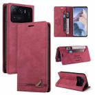 For Xiaomi Mi 11 Ultra Skin Feel Anti-theft Brush Horizontal Flip Leather Case with Holder & Card Slots & Wallet(Wine Red) - 1