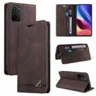 For Xiaomi Poco F3 Skin Feel Anti-theft Brush Horizontal Flip Leather Case with Holder & Card Slots & Wallet(Brown) - 1