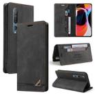 For Xiaomi Mi 10 5G Skin Feel Anti-theft Brush Horizontal Flip Leather Case with Holder & Card Slots & Wallet(Black) - 1