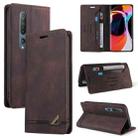 For Xiaomi Mi 10 5G Skin Feel Anti-theft Brush Horizontal Flip Leather Case with Holder & Card Slots & Wallet(Brown) - 1