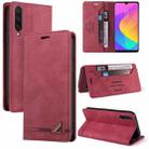 For Xiaomi Mi CC9 / Mi 9 Lite Skin Feel Anti-theft Brush Horizontal Flip Leather Case with Holder & Card Slots & Wallet(Wine Red) - 1