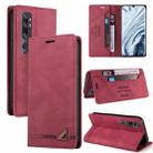 For Xiaomi Mi CC9 Pro Skin Feel Anti-theft Brush Horizontal Flip Leather Case with Holder & Card Slots & Wallet(Wine Red) - 1