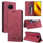 For Xiaomi Poco X3 NFC Skin Feel Anti-theft Brush Horizontal Flip Leather Case with Holder & Card Slots & Wallet(Wine Red) - 1