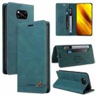 For Xiaomi Poco X3 NFC Skin Feel Anti-theft Brush Horizontal Flip Leather Case with Holder & Card Slots & Wallet(Blue) - 1