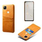 For Google Pixel 4a Calf Texture PC + PU Leather Back Cover Shockproof Case with Dual Card Slots(Orange) - 1