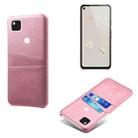 For Google Pixel 4a Calf Texture PC + PU Leather Back Cover Shockproof Case with Dual Card Slots(Pink) - 1