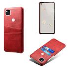 For Google Pixel 4a Calf Texture PC + PU Leather Back Cover Shockproof Case with Dual Card Slots(Red) - 1