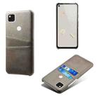 For Google Pixel 4a Calf Texture PC + PU Leather Back Cover Shockproof Case with Dual Card Slots(Grey) - 1