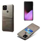 For Google Pixel 5 Calf Texture PC + PU Leather Back Cover Shockproof Case with Dual Card Slots(Grey) - 1