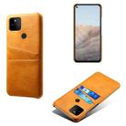 For Google Pixel 5a Calf Texture PC + PU Leather Back Cover Shockproof Case with Dual Card Slots(Orange) - 1