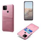 For Google Pixel 5a Calf Texture PC + PU Leather Back Cover Shockproof Case with Dual Card Slots(Pink) - 1
