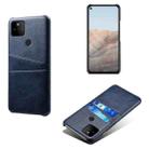 For Google Pixel 5a Calf Texture PC + PU Leather Back Cover Shockproof Case with Dual Card Slots(Blue) - 1