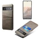 For Google Pixel 6 Pro Calf Texture PC + PU Leather Back Cover Shockproof Case with Dual Card Slots(Grey) - 1
