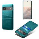 For Google Pixel 6 Pro Calf Texture PC + PU Leather Back Cover Shockproof Case with Dual Card Slots(Green) - 1