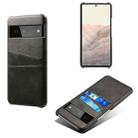 For Google Pixel 6 Calf Texture PC + PU Leather Back Cover Shockproof Case with Dual Card Slots(Black) - 1