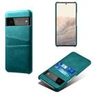 For Google Pixel 6 Calf Texture PC + PU Leather Back Cover Shockproof Case with Dual Card Slots(Green) - 1